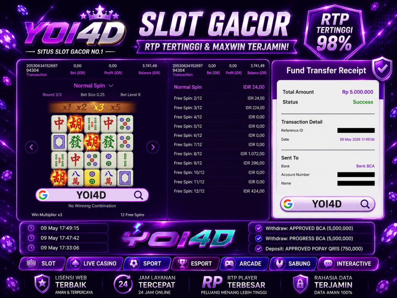 SELAMAT KEPADA MEMBER YOI𝟰D
DEPOSIT : RP 𝟳𝟱𝟬.𝟬𝟬𝟬
WITHDRAW : RP 𝟱.𝟬𝟬𝟬.𝟬𝟬𝟬
LINK DA