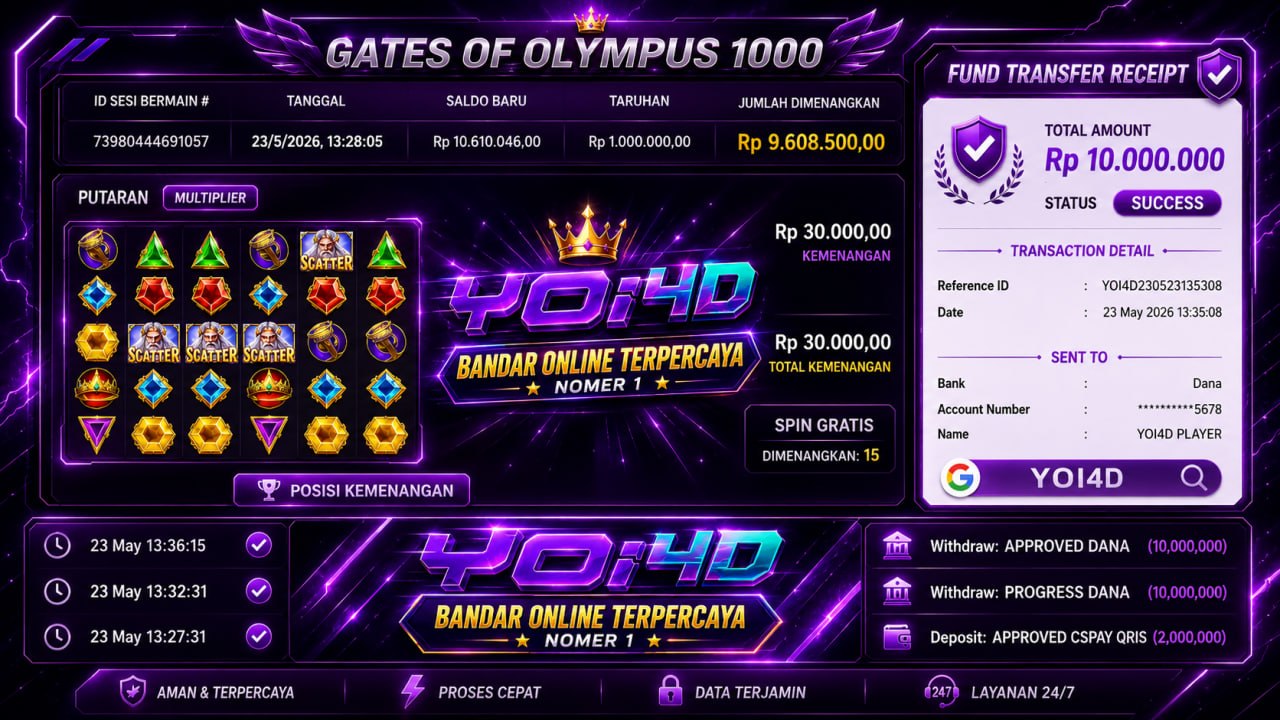SELAMAT KEPADA MEMBER YOI𝟰D
DEPOSIT : RP 𝟮.𝟬𝟬𝟬.𝟬𝟬𝟬
WITHDRAW : RP 𝟭𝟬.𝟬𝟬𝟬.𝟬𝟬𝟬
LINK