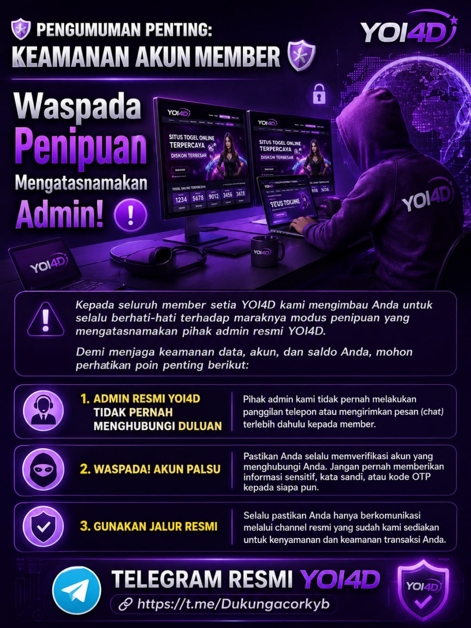 🛡 PENGUMUMAN PENTING: KEAMANAN AKUN MEMBER 🛡
Waspada Penipuan Mengatasnamakan Ad