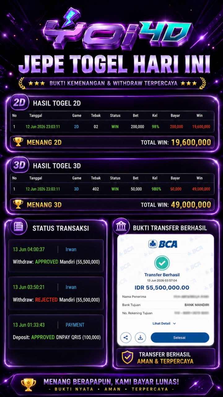 🔥 SELAMAT KEPADA MEMBER YOI𝟰D 🔥
🎗AGEN SITUS TERPERCAYA
✅ C𝗼𝗯𝗮 𝗱𝘂𝗹𝘂 — 𝗺𝗲𝗻𝗮𝗻𝗴 𝗯𝗮𝗿𝘂
