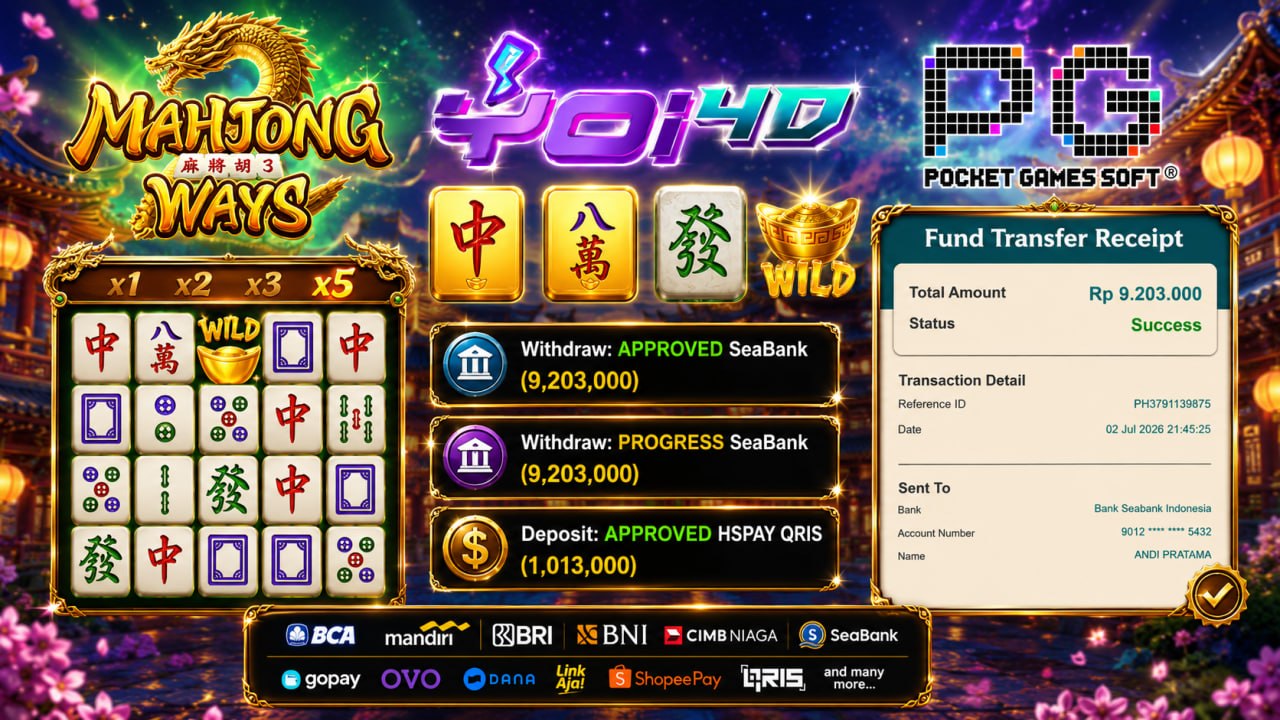 🔥SELAMAT KEPADA MEMBER YOI𝟰D🔥
DEPOSIT : RP 1.013.000
WITHDRAW : RP 9.203.000
LIN