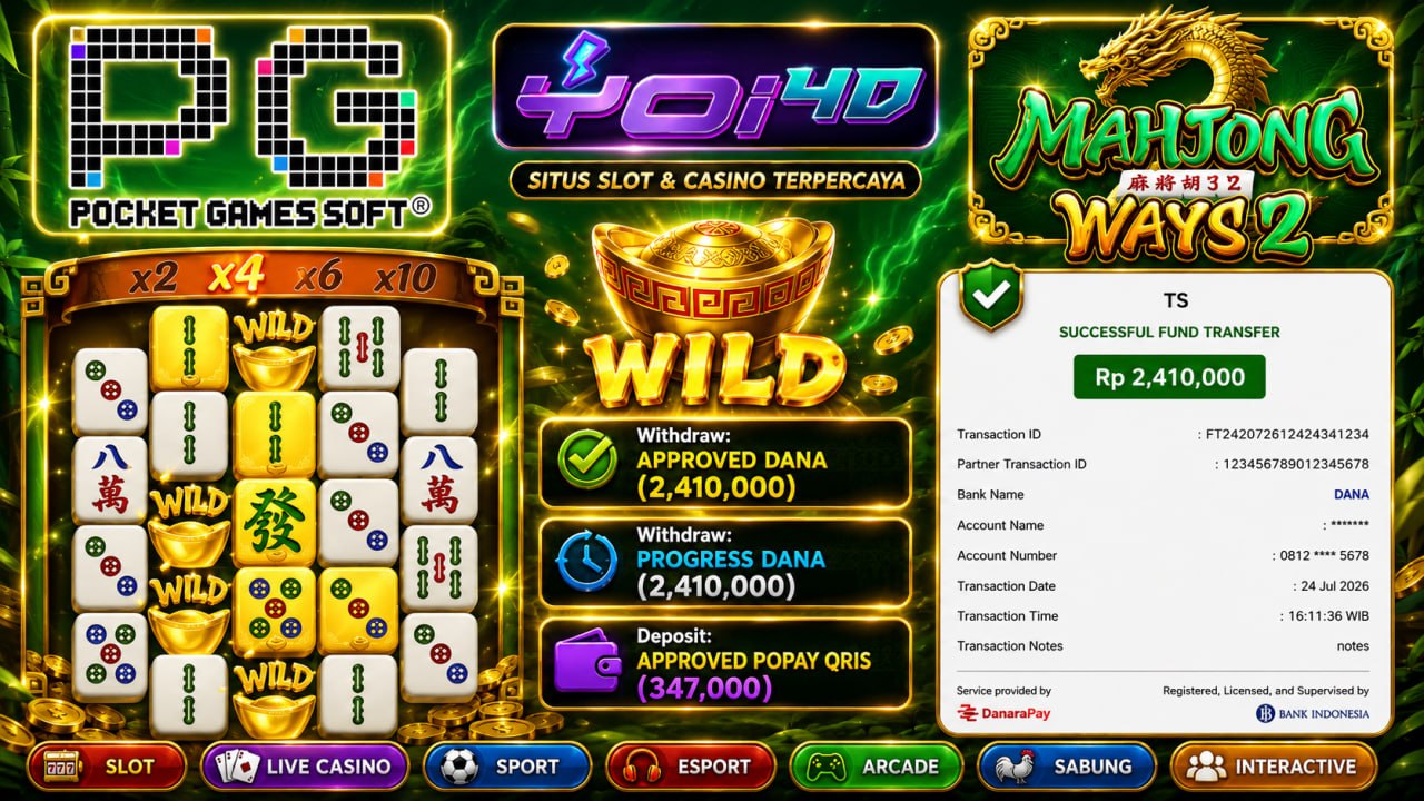 🔥SELAMAT KEPADA MEMBER YOI𝟰D🔥
DEPOSIT : RP 347.000
WITHDRAW : RP 2.410.000
LINK 