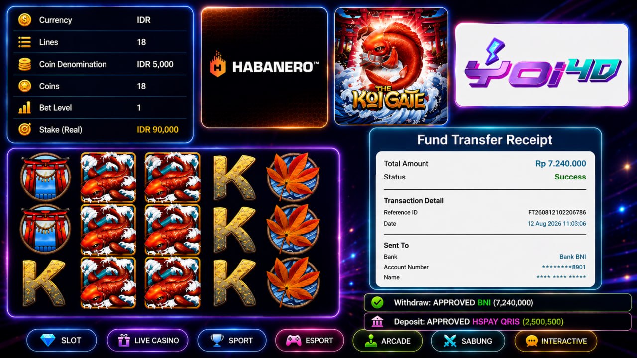 🔥SELAMAT KEPADA MEMBER YOI𝟰D🔥
DEPOSIT : RP 2.500.500
WITHDRAW : RP 7.240.000
LIN