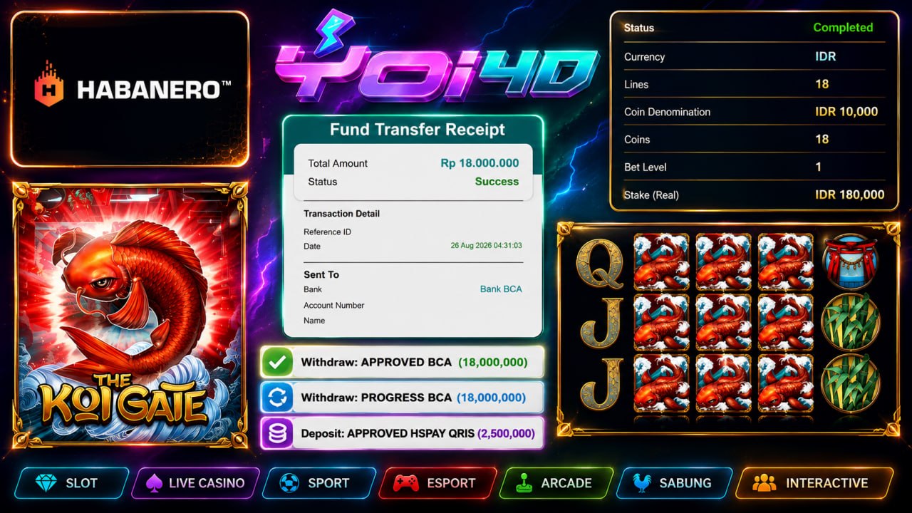 🔥 SELAMAT KEPADA MEMBER YOI𝟰D 🔥
DEPOSIT : RP 2.500.000
WITHDRAW : RP 18.000.000
