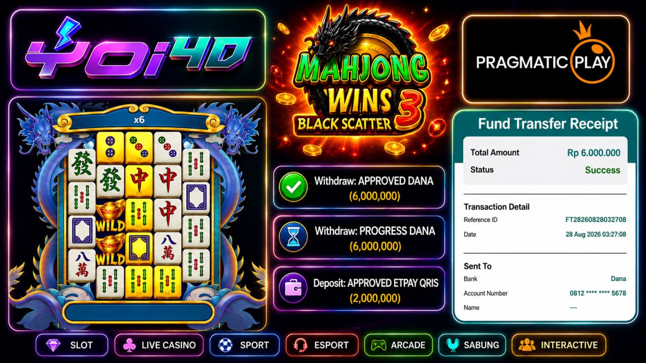 🔥 SELAMAT KEPADA MEMBER YOI𝟰D 🔥
DEPOSIT : RP 2.000.000
WITHDRAW : RP 6.000.000
L