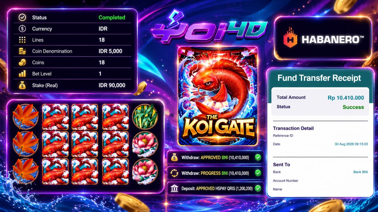 🔥 SELAMAT KEPADA MEMBER YOI𝟰D 🔥
DEPOSIT : RP 1.200.200
WITHDRAW : RP 10.410.000
