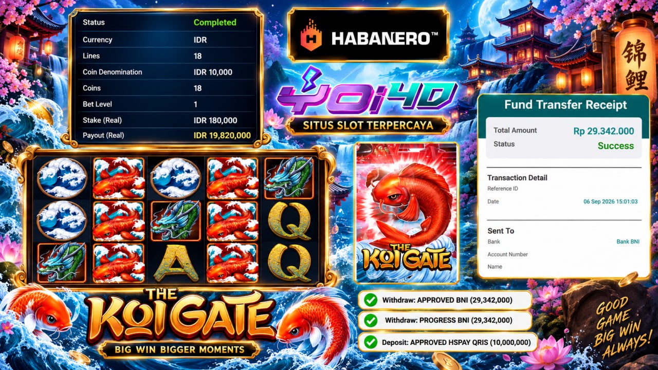 🔥 SELAMAT KEPADA MEMBER YOI𝟰D 🔥
DEPOSIT : RP 10.000.000
WITHDRAW : RP 29.342.000